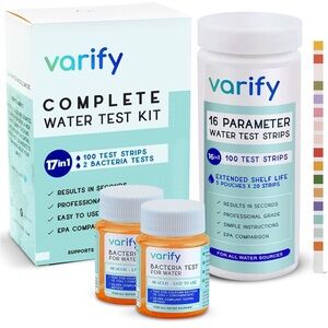 Varify 17in1 Complete Drinking Water Test Kit - 100 Strips +2 Bacteria Tester
